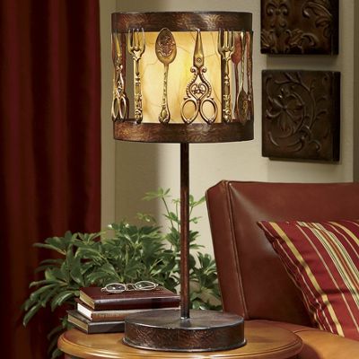 vintage utensil lamp