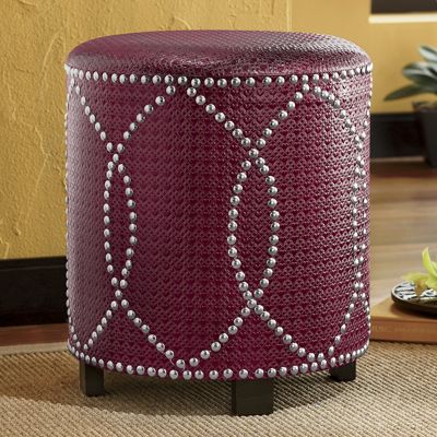 Dilara Magenta Nailhead Ottoman