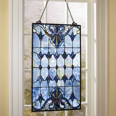 albastru stained glass window panel