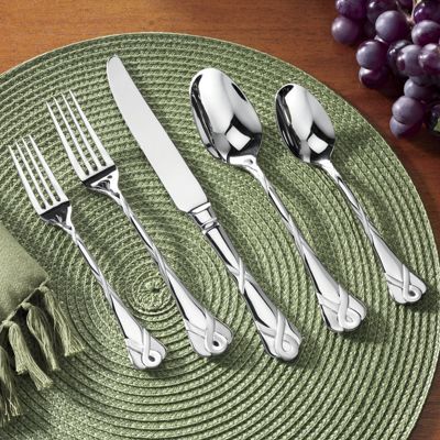 20 piece ribbon and lace frost flatware set