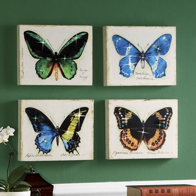 4 piece study in butterflies print set