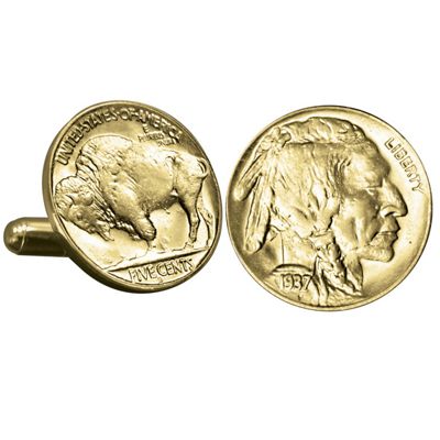 Gold layered Buffalo Nickel Cufflinks