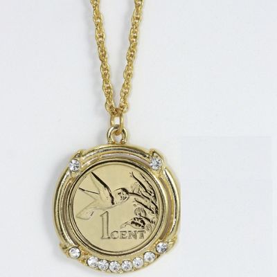 Gold layered Hummingbird Coin Pendant