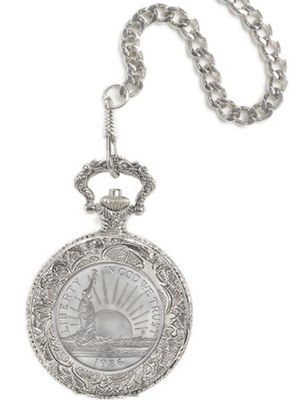Statue Of Liberty Commemorative Coin Pocket Watch