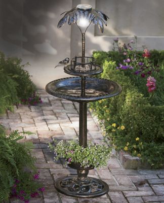 palm tree solar bath birdfeeder