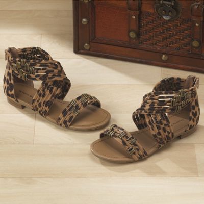 Leopard Ankle Wrap Sandal By Seventh Avenue