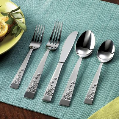 20 piece zamora sandblast flatware set