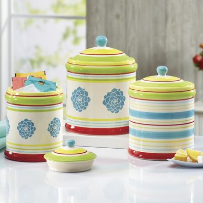3 piece blooming hill stoneware canister set