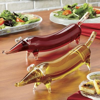 set of 2 oil and vinegar wiener dogs