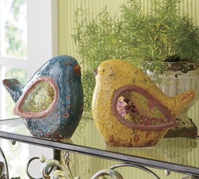 set of 2 mosaic birds