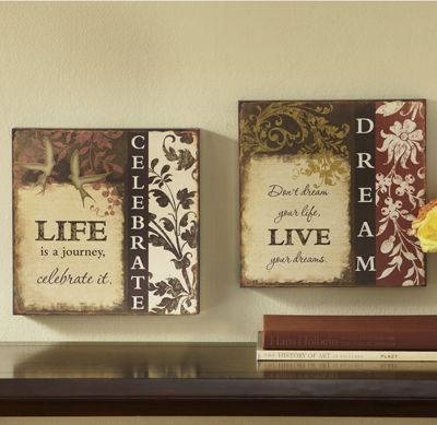 set of 2 inspirational plaques