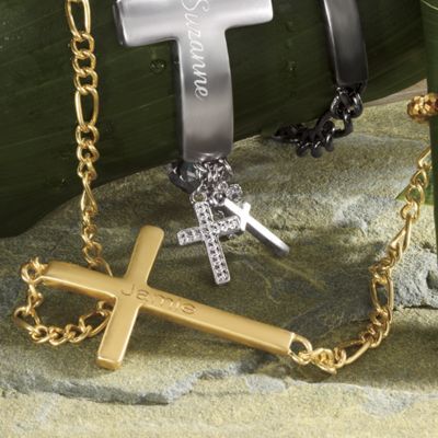 Horizontal cross name Link Necklace