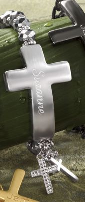 Horizontal cross name Stretch Bracelet