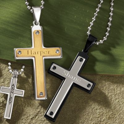 Name Two tone Cross Pendant