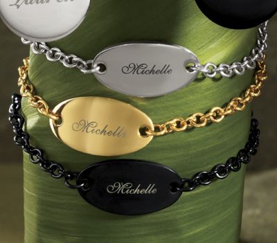 Name Oval plaque Bracelet