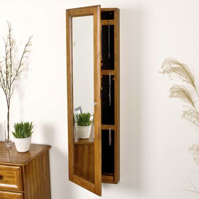 Walnut Wall Mount Jewelry Mirror