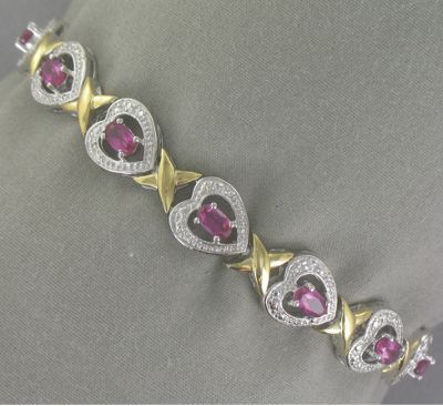 Faux Ruby Heart Bracelet