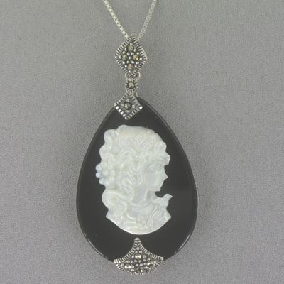 Onyx mother Of Pearl Cameo Pendant