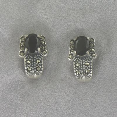 Onyx J hoop Earrings