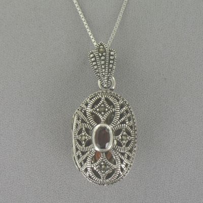 Garnet Oval Locket Pendant