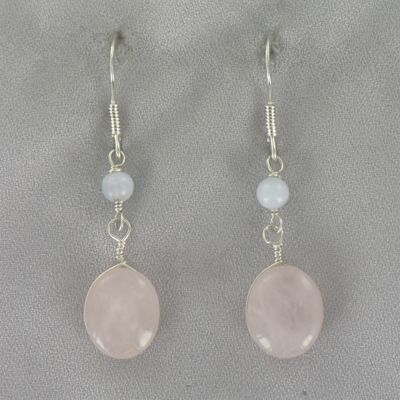 Blue Lace Agate rose Quartz Earrings