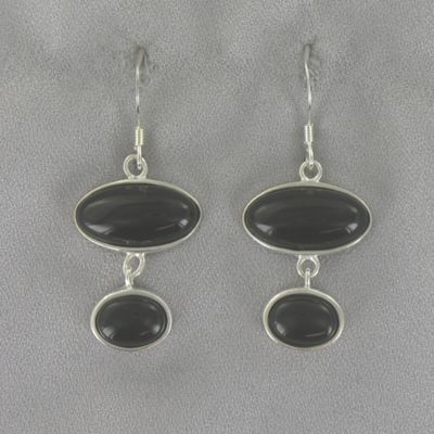 Onyx Double Oval Earrings
