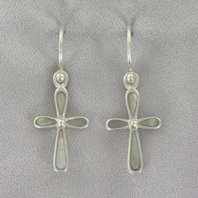 Mothe of pearl Cross Earrings