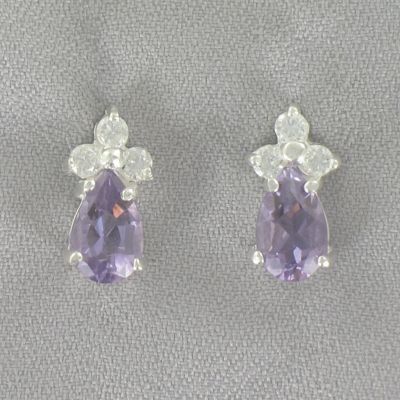 Amethyst Pear Post Earrings
