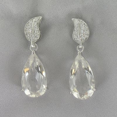 White Topaz Pear Drop Earrings