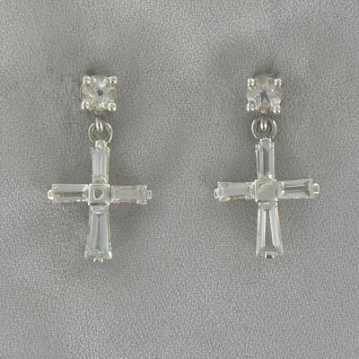 White Topaz Cross Earrings