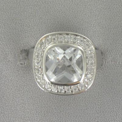 White Topaz Cushion Ring
