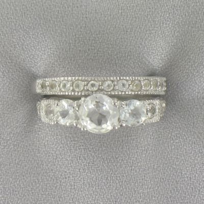 Round White Topaz Bridal Set