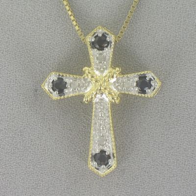 Sapphire And Diamond Cross Pendant