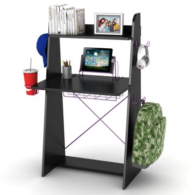 Ladder Desk In Black With Purple Edging