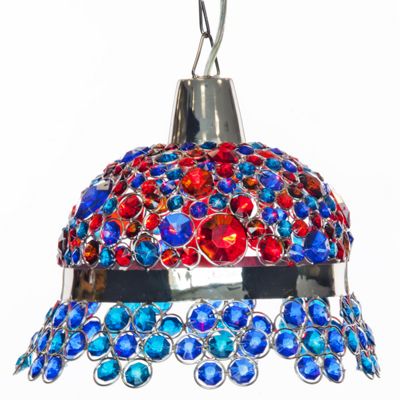 Blue and Red Jeweled Hanging Lamp