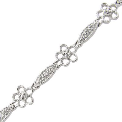 Flower Bracelet With Diamond Accents
