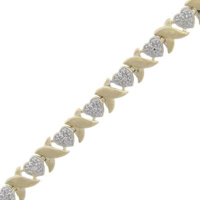 X And Heart Bracelet With Diamond Accents