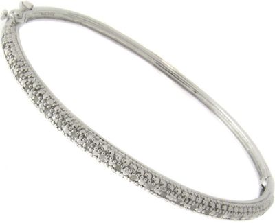 Diamond and Sterling Silver Bangle