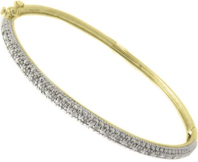 18k Gold Over Sterling Silver Bangle With Diamonds