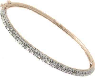 18k Rose Gold Over Sterling Silver Bangle With Diamonds