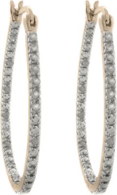 18k Gold Over Sterling Silver Diamond Hoop Earrings