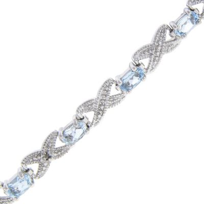 Blue Topaz X o Bracelet With Diamond Accents