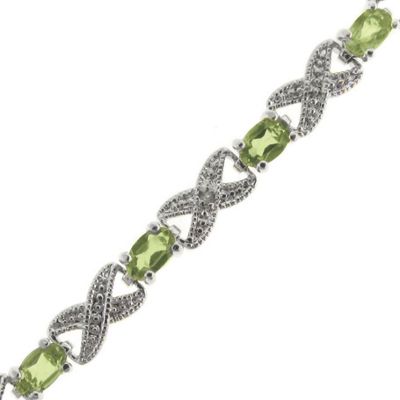 Peridot X o Bracelet With Diamond Accents