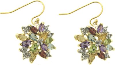 Multi gemstone And Diamond Cluster Earrings