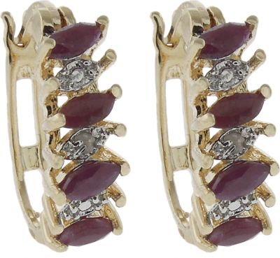 Ruby and Diamond Hoop Earrings