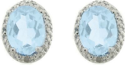 Blue Topaz Earrings With Diamond Accents