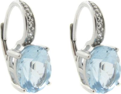 Topaz Leverback Earrings With Diamond Accents