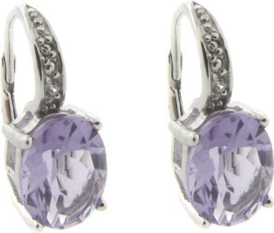 Amethyst Leverback Earrings With Diamond Accents