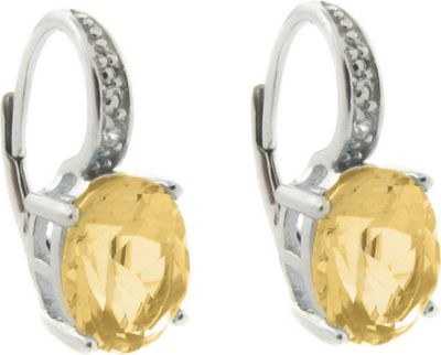 Citrine Leverback Earrings With Diamond Accents