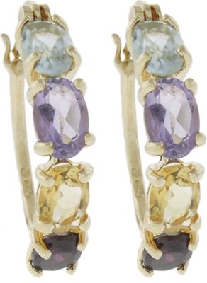 Multi gemstone Oval Hoop Earrings